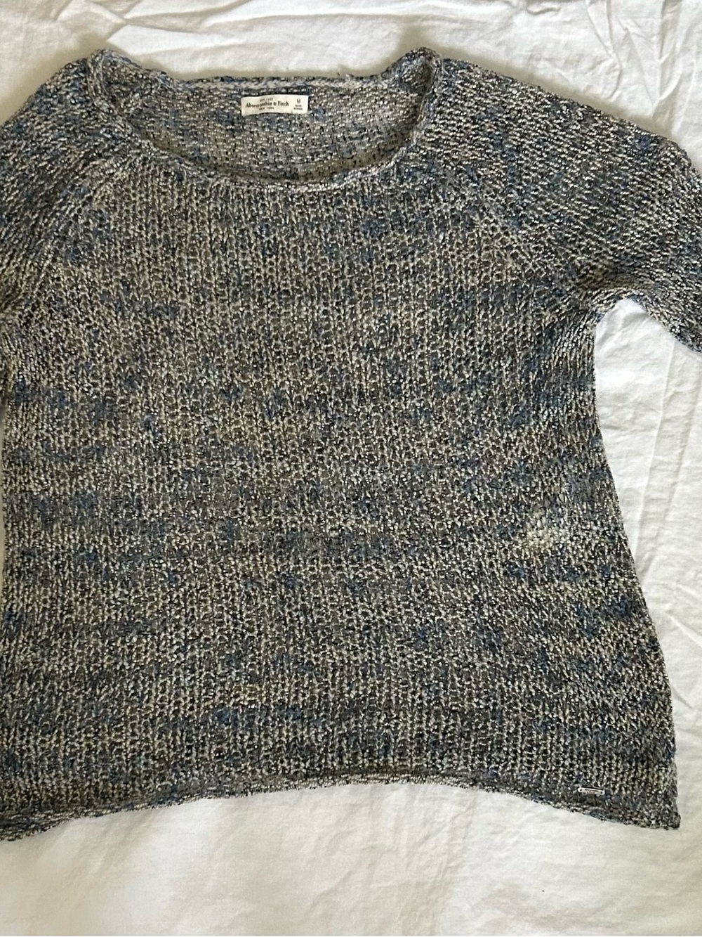 Abercrombie & Fitch Marled Crewneck Sweater in Blue and Gray